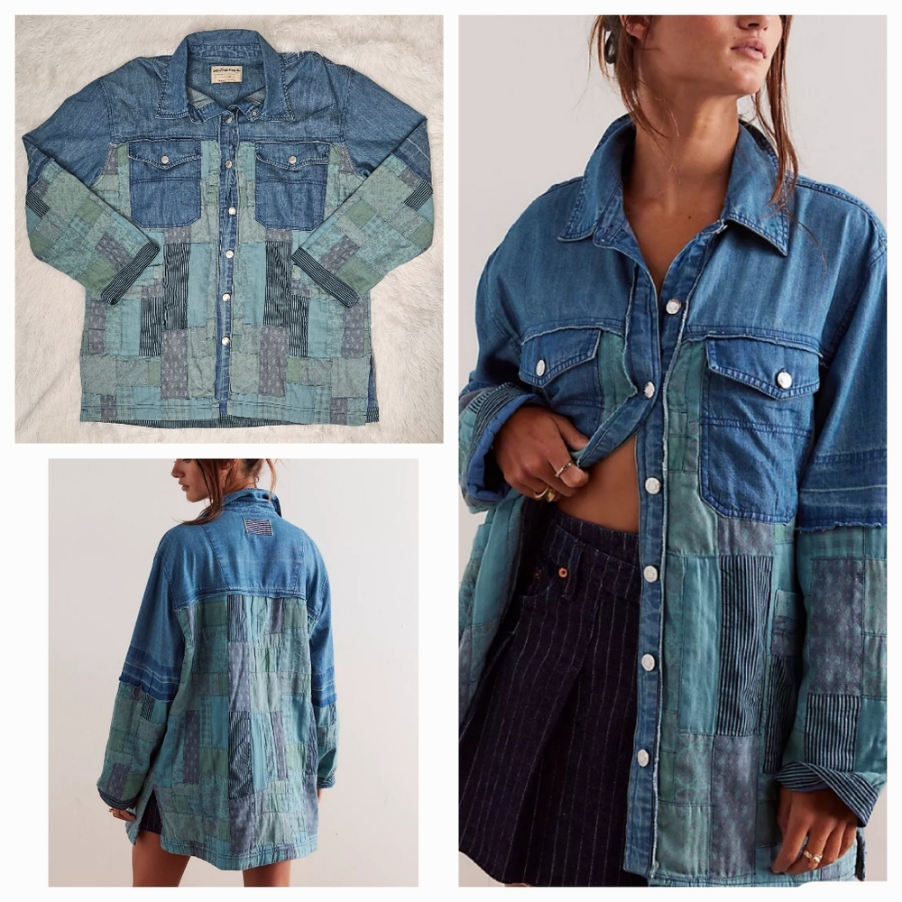 Free People We The Free Heritage Quilted Shirt Jacket Hay Tint Wash - Picture 1 of 16